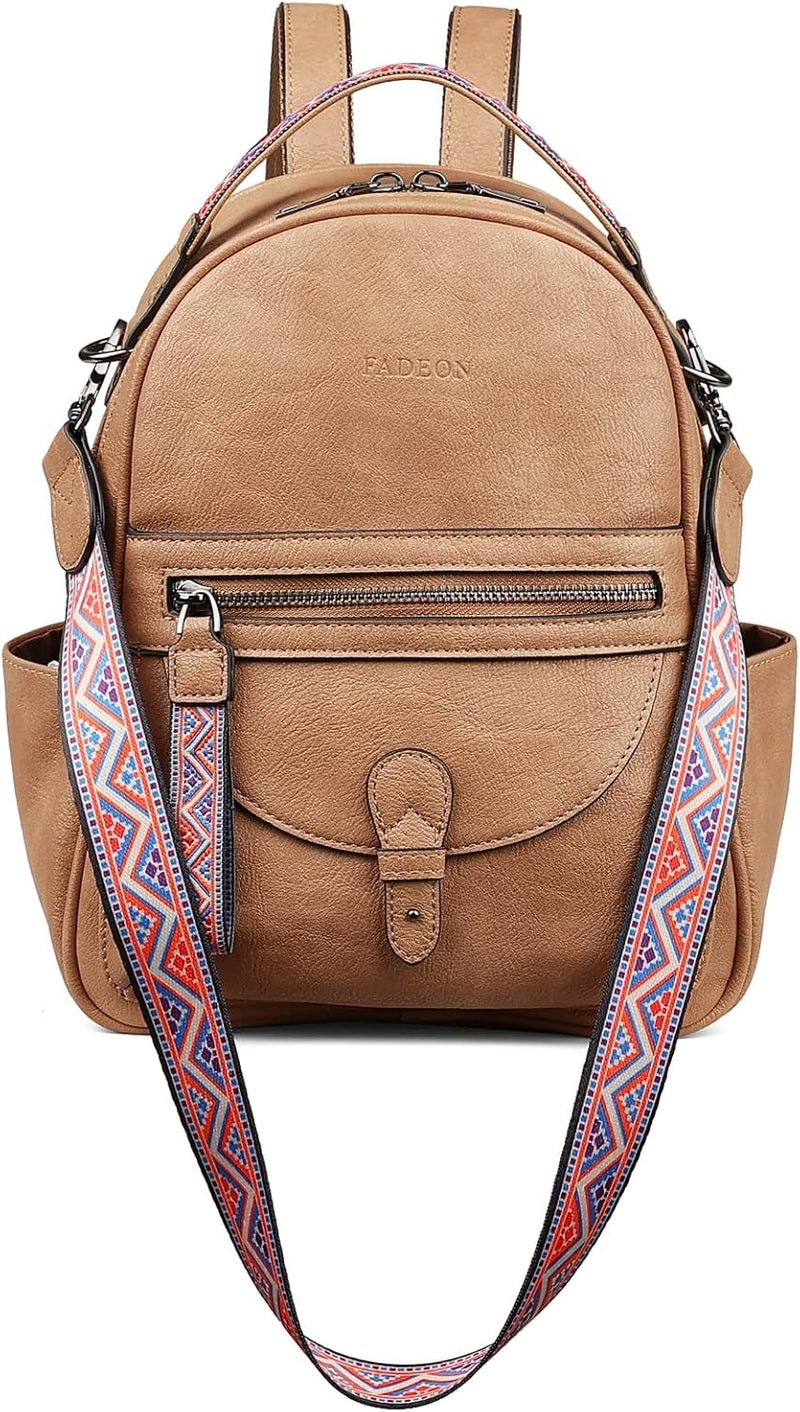 FADEON Mini Backpack Purse for Women, Designer Leather Cute Roomly Small Backpacks, Ladies Shoulder Backpack Fashion Handbag - Image 1